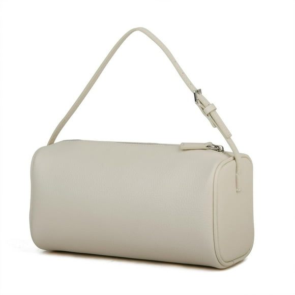 Bandolera DONNAIN Premium de piel granulada blanca