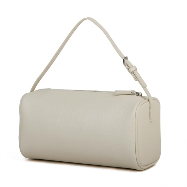 Bandolera DONNAIN Premium de piel granulada blanca