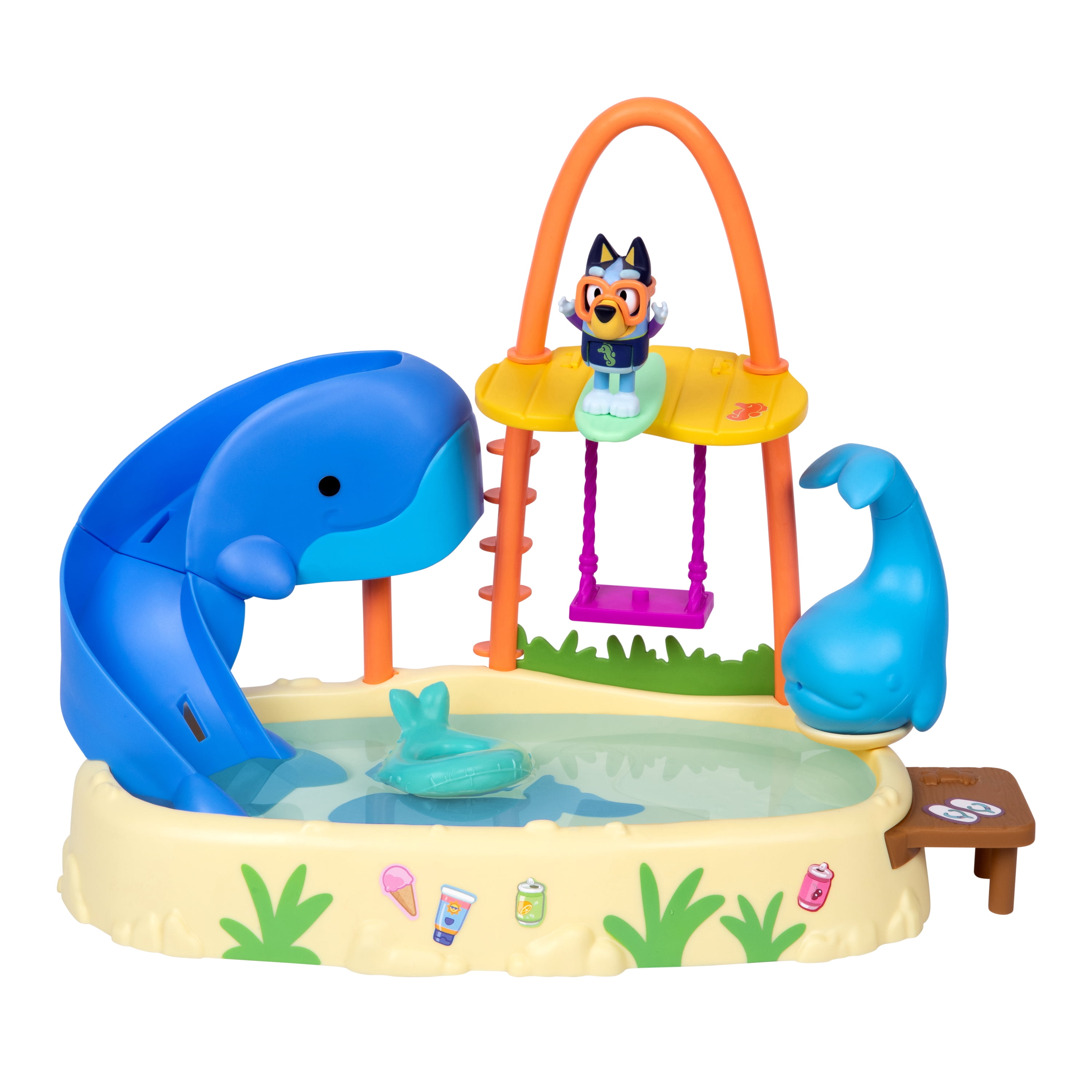 Bluey Whale Water Park Playset, Slide Down The Whale Slide, Includes Color Change Bluey Figure, Ages 3+