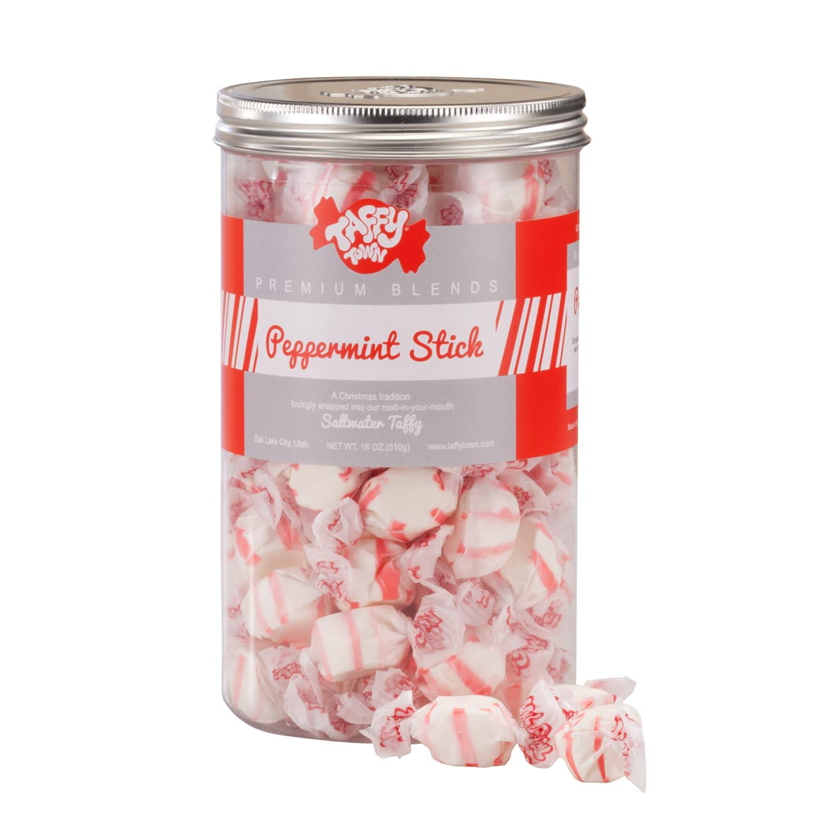 Miles Kimball Taffy Town Peppermint Stick Taffy Canister 18 oz