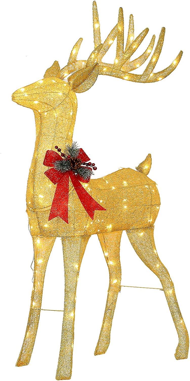 5.5FT Lighted Christmas Reindeer Buck with 120 Warm White LED Lights
