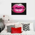 thumbnail image 5 of Lingy  Black and Pink Lips Canvas Wall Art Fashion and Glam Poster Sexy Red Lip Picture Gallery Wrap for Bathroom Bedroom Makeup Room Wall Decor  16x12in, 5 of 5