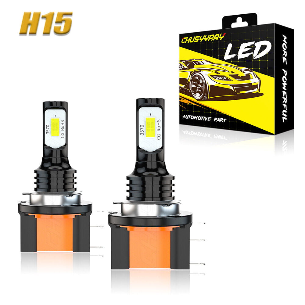 2x H15 CSP LED Headlight Bulbs High Beam Lamp 6000K White