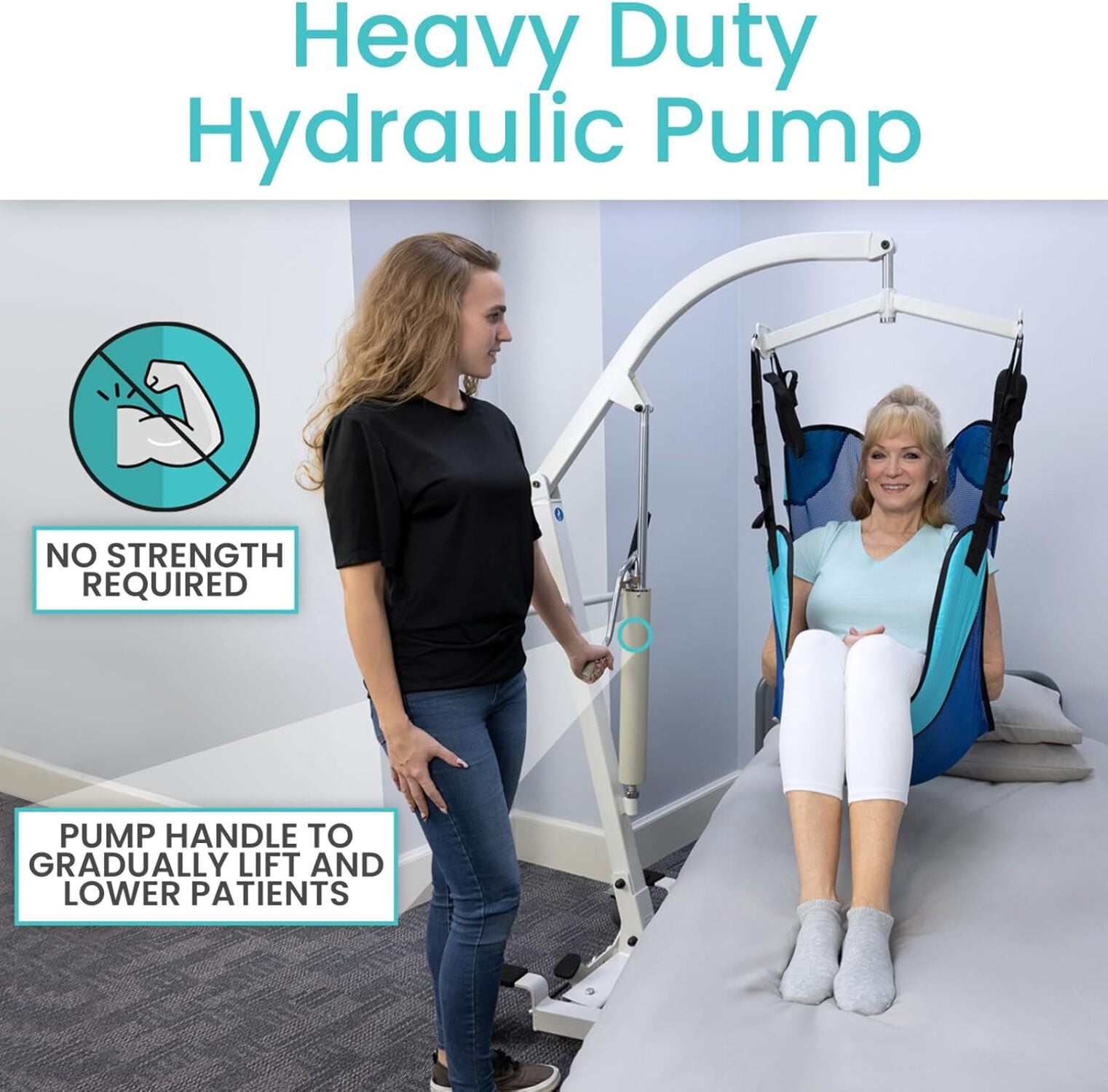 Vive Hydraulic Patient Lift, 400 lb Capacity – Manual Medical Transfer Aid for Home & Clinical Use