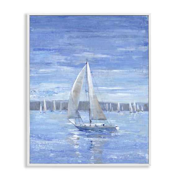 Stupell Industries Transitional Blue Sailboat White Framed Giclee Art, 11 x 14, by Tim O'Toole