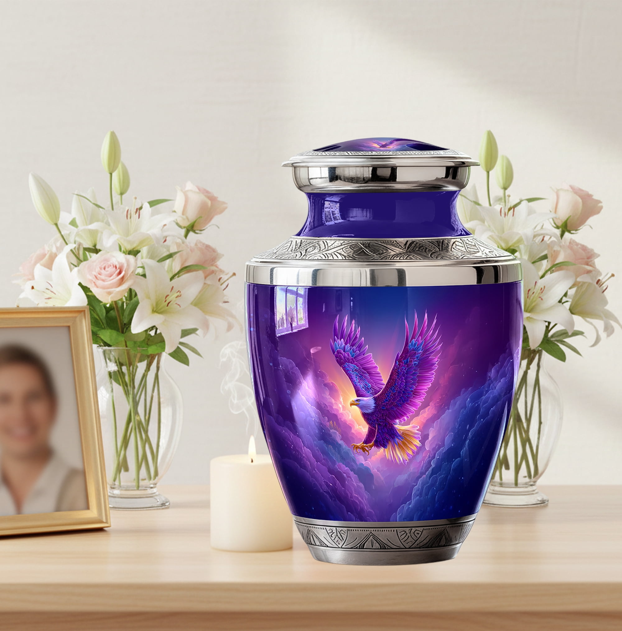 Eagle Urn for Human Ashes Adult - Cremation Urn with Eagle Design - Large Urns for Ashes Adult Male - Memorial Urns for Women - Decorative Ash Container for Mom ( SizE )