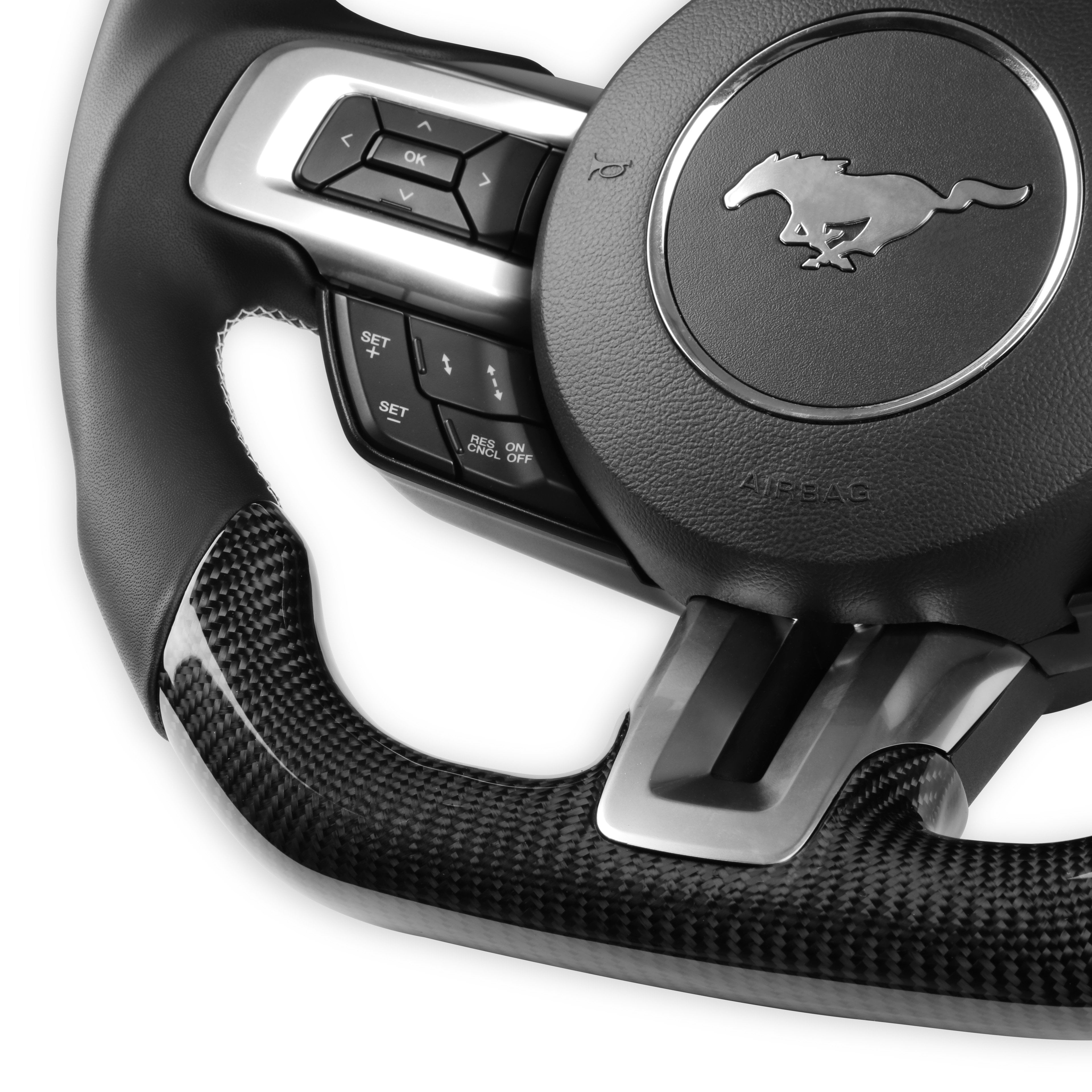 Drake Muscle Cars MU950-05 Steering Wheel - Carbon Fiber with Leather Grips