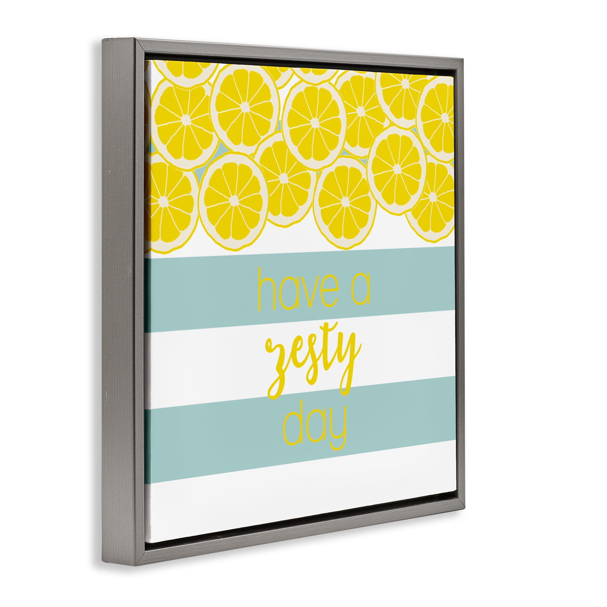 Stupell Industries Zesty Citrus with Stripes Gray Framed Floater Canvas Wall Art, design by Anna Quach