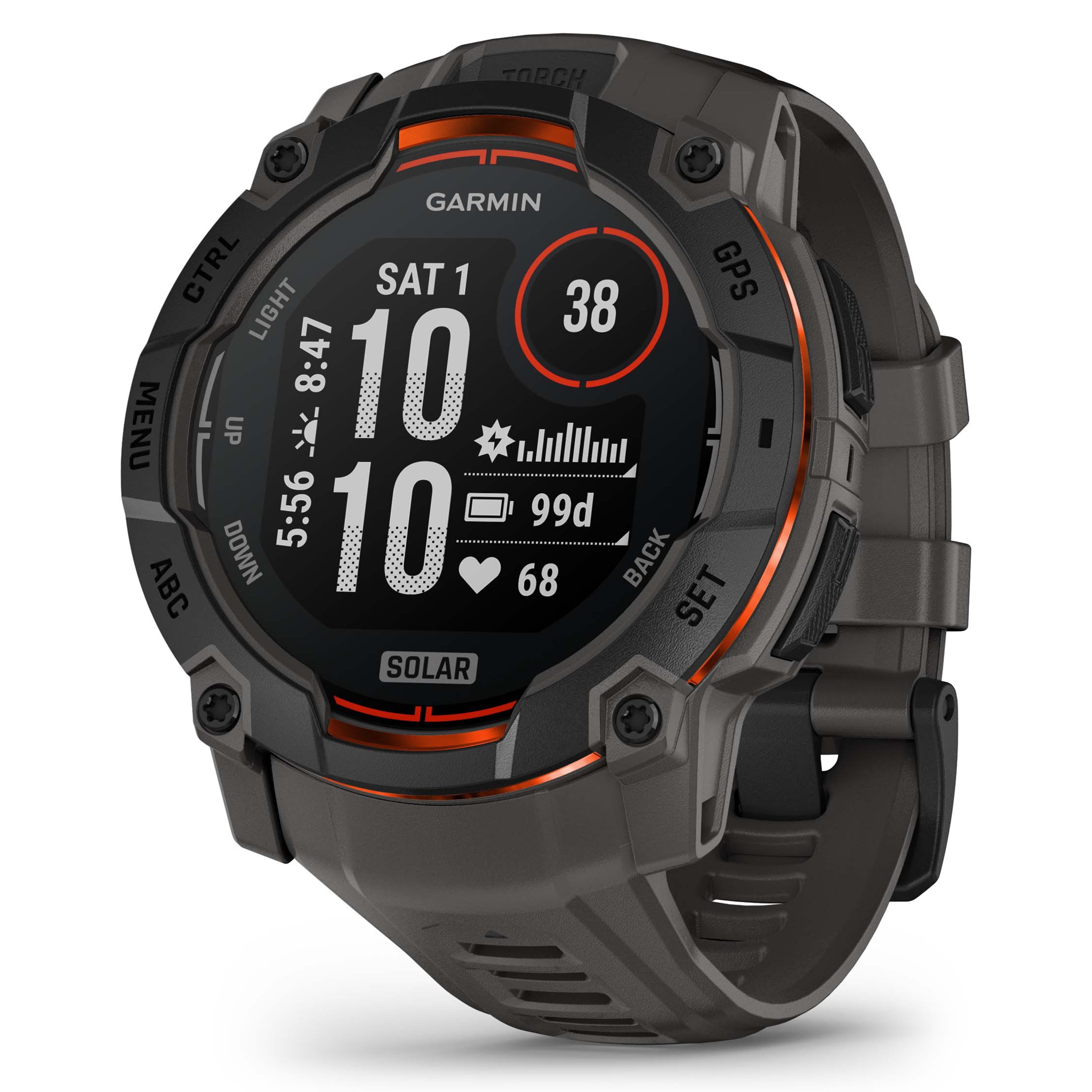 Garmin Instinct 3 Solar 50mm (Black/Charcoal) Rugged Outdoor GPS Smartwatch Gift Box Bundle with PlayBetter HD Screen Protectors, Wall Adapter & Case