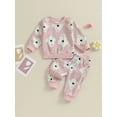 thumbnail image 2 of Wassery Kids Girl Fall Outfits 3M 6M 12M 18M 24M 3T 4T Toddler Girl Floral Print Long Sleeve Round Neck Sweatshirt Long Pants Set 2 Piece Autumn Clothing for Newborn Girl, 2 of 8