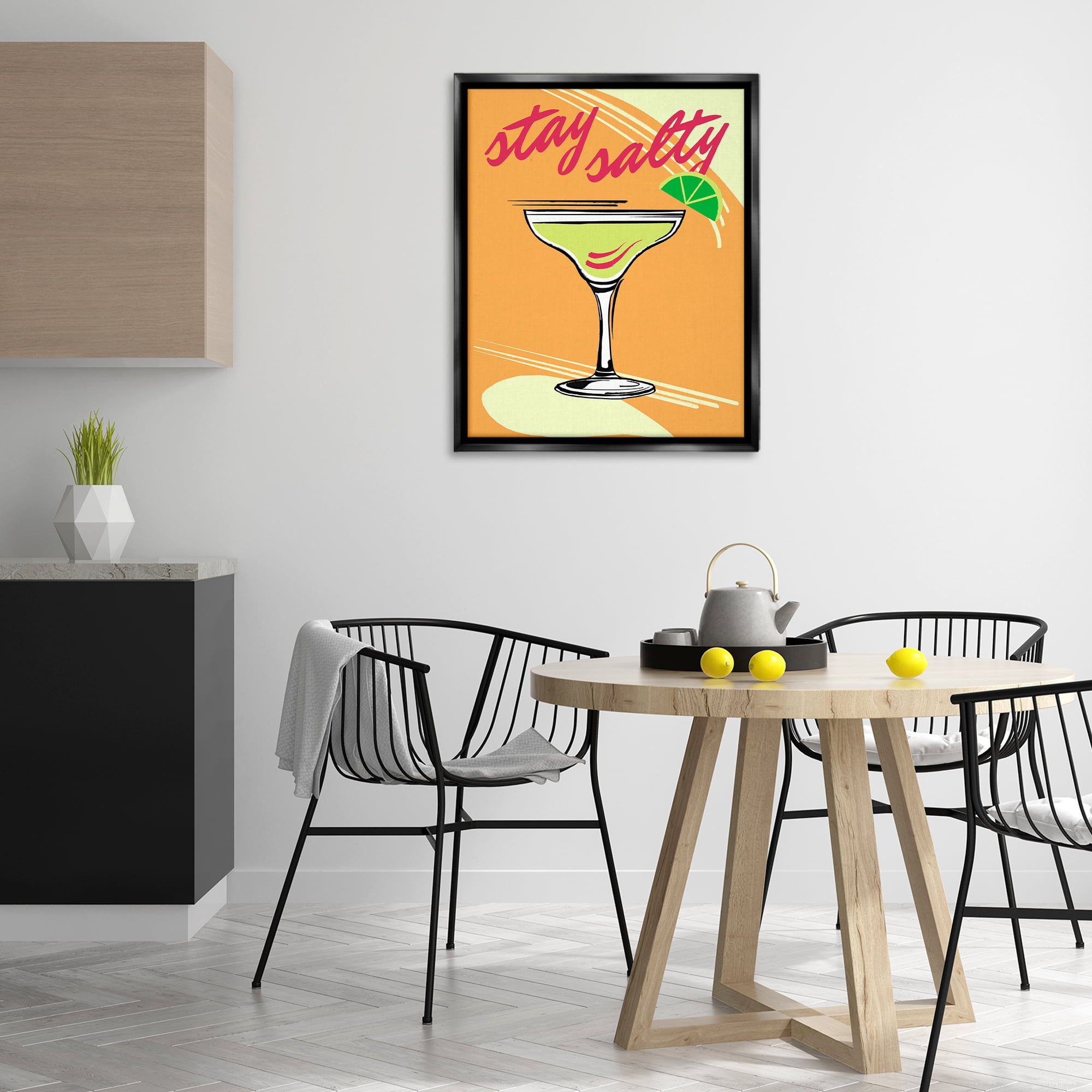 Stupell Industries Stay Salty Margarita Food & Beverage Painting Black Floater Framed Canvas Art Print Wall Art, 25 x 31