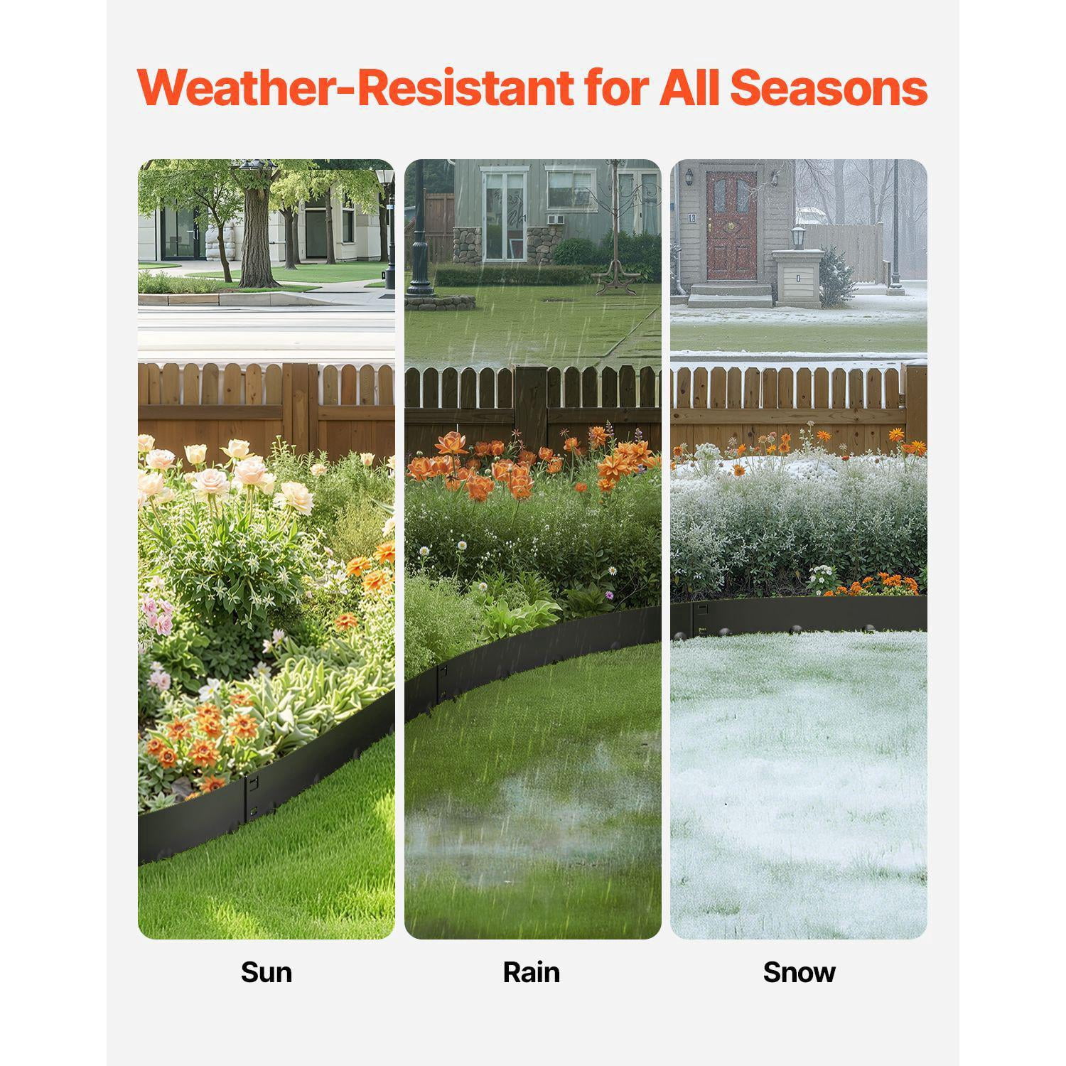 Steel Landscape Edging 5 Packs 39x3 Inch Rust Resistant Bendable Metal Garden Border Heavy Duty Lawn Edging Easy Install Flower Bed Yard Pathway Divider Black