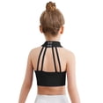 thumbnail image 2 of Hansber Kids Girls Latin Dance Tops Sleeveless Halter Mock Neck Fringe Tiered Tassels Crop Tops Dancewear Black 10, 2 of 7