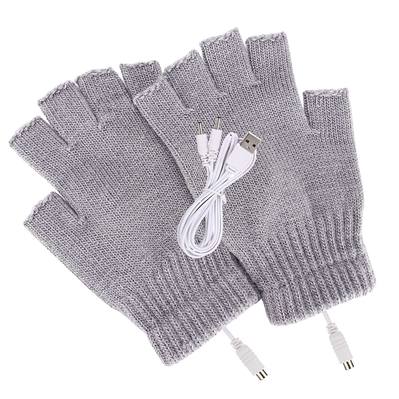 Fingerless Pair USB Heated Warm Gloves for Men Black 
