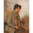 thumbnail image 2 of Franz von Defregger 12x14 Black Ornate Wood Framed Double Matted Museum Art Print Titled: Seated Hunter (After 1900), 2 of 5