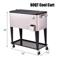 thumbnail image 2 of Costway Glacière de Patio à Roulettes, Coffre à Boissons Glacées en Acier Inoxydable pour Piscine Extérieure, 80 Pintes, 2 of 10