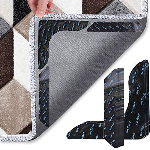 Non Slip Rug Grippers Carpets Wall Tile Floors 12 Pcs Rug Tape Linoleum Floor Mats Updated V Shape Reusable Washable Eco-Friendly Rug Pads for Area Rugs on Hardwood