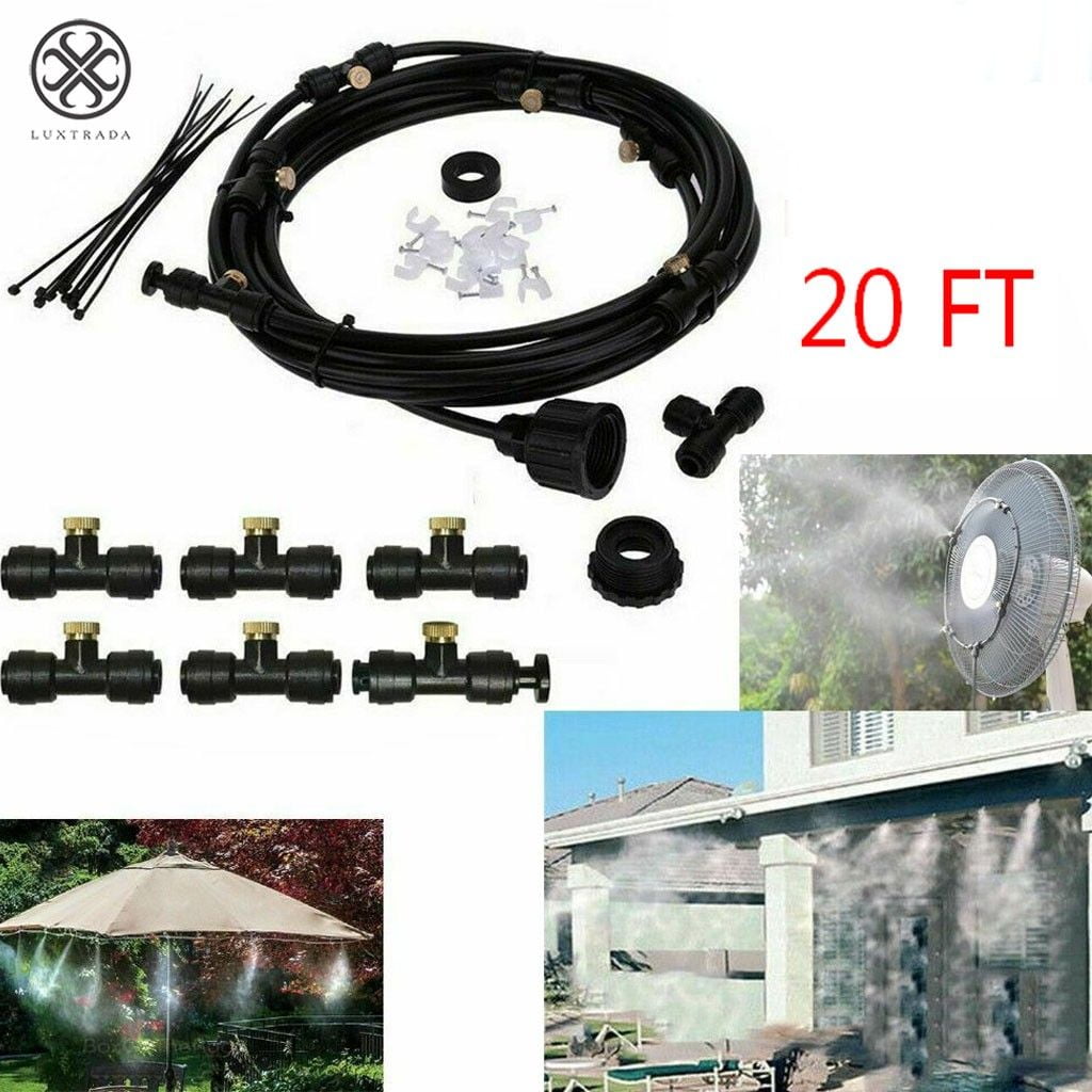 Outdoor Misting Cooling System Fan Cooler Patio Water Mister Mist Nozzles Kit 
