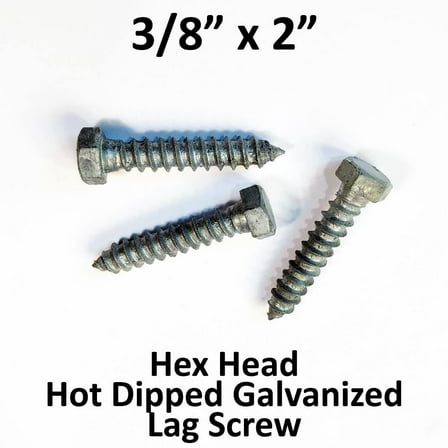 (100) 3/8" x 2" Lag Screws Galvanized