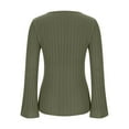 thumbnail image 5 of VBVC No Boundarie Womens Deep V-Neck Top, Women's Long Sleeve T Shirt, Slim Knit Tee For Women,Army Green,Size L, 5 of 7