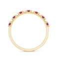 thumbnail image 3 of Rosec Jewels Pink Tourmaline Semi Eternity Stackable Ring with Moissanite - Stacking Ring, 10K Yellow Gold, US 7.00, 3 of 9