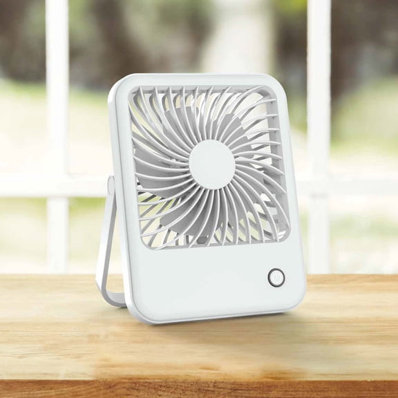 Mainstays New 4-inch 3-Speed Portable Rechargeable Foldable Fan with Lighted Power Button, White