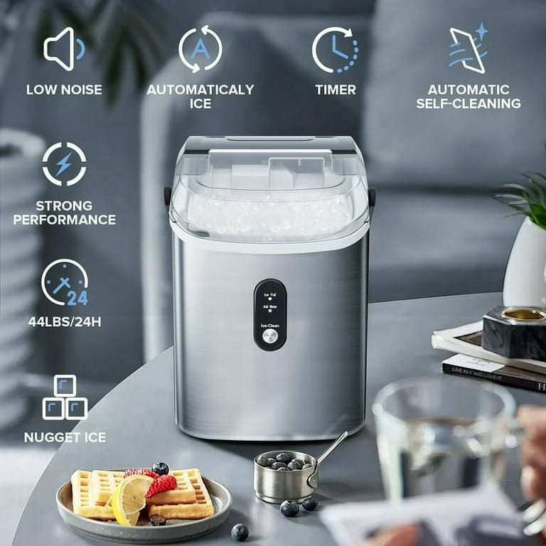  AGLUCKY Nugget Ice Maker Countertop, Portable Pebble Ice Maker  Machine with Handle, 35lbs/24H, One-Click Operation,Pellet Ice Maker for  Home/Kitchen/Office(Grey) : Appliances