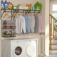 thumbnail image 5 of Laundry Room Shelves Wall Mounted With Wire Baskets Over The Washer And Dryer Shelf With Clothes Drying Rack Wire Shelves Baskets For Laundry Closet Organization And Storage Wood+Metal Black, 5 of 8