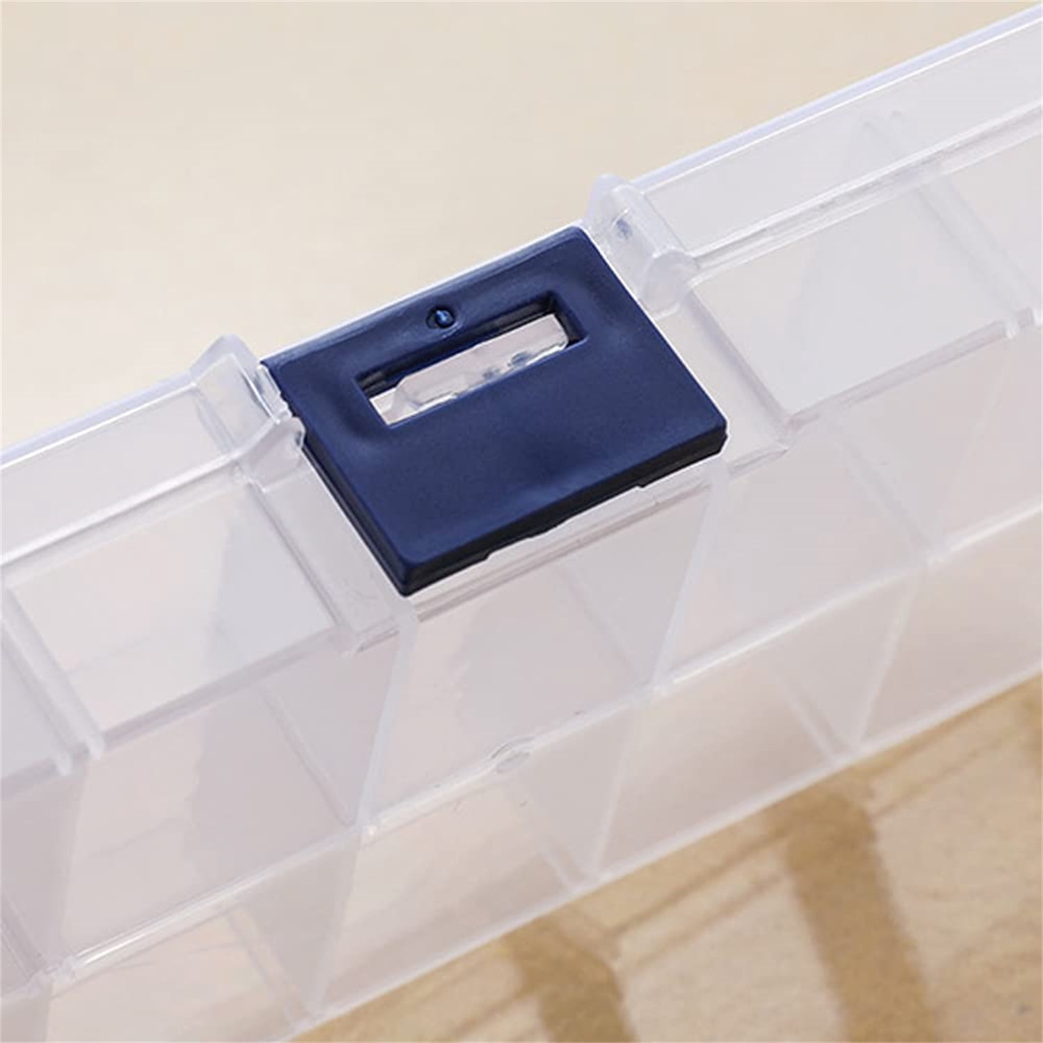 4Pcs Plastic Bead Storage Organiser Box with 15 Adjustable Dividers Earring Storage Containers Jewellery Box for Small Items Beads Tools Travel(Transparent)
