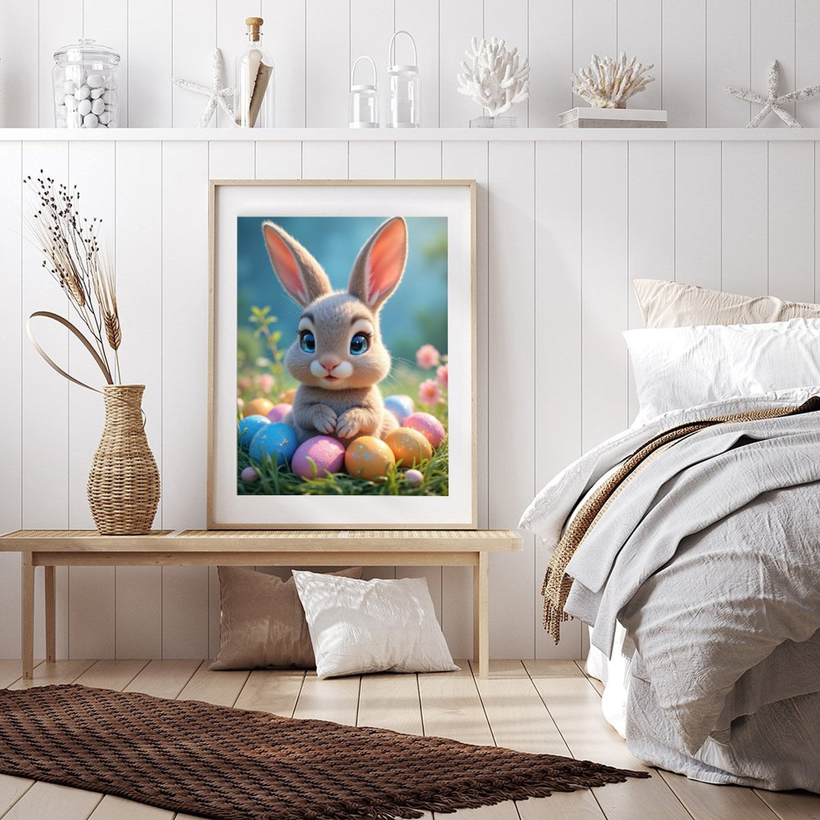 Diamond Art Kits for Adults - 5d Bunny Colorful Eggs Spring Diamond Painting for Adults, Diamond Art for Adults Beginners, Diamond Painting Kits for Adults for Home Wall Decor