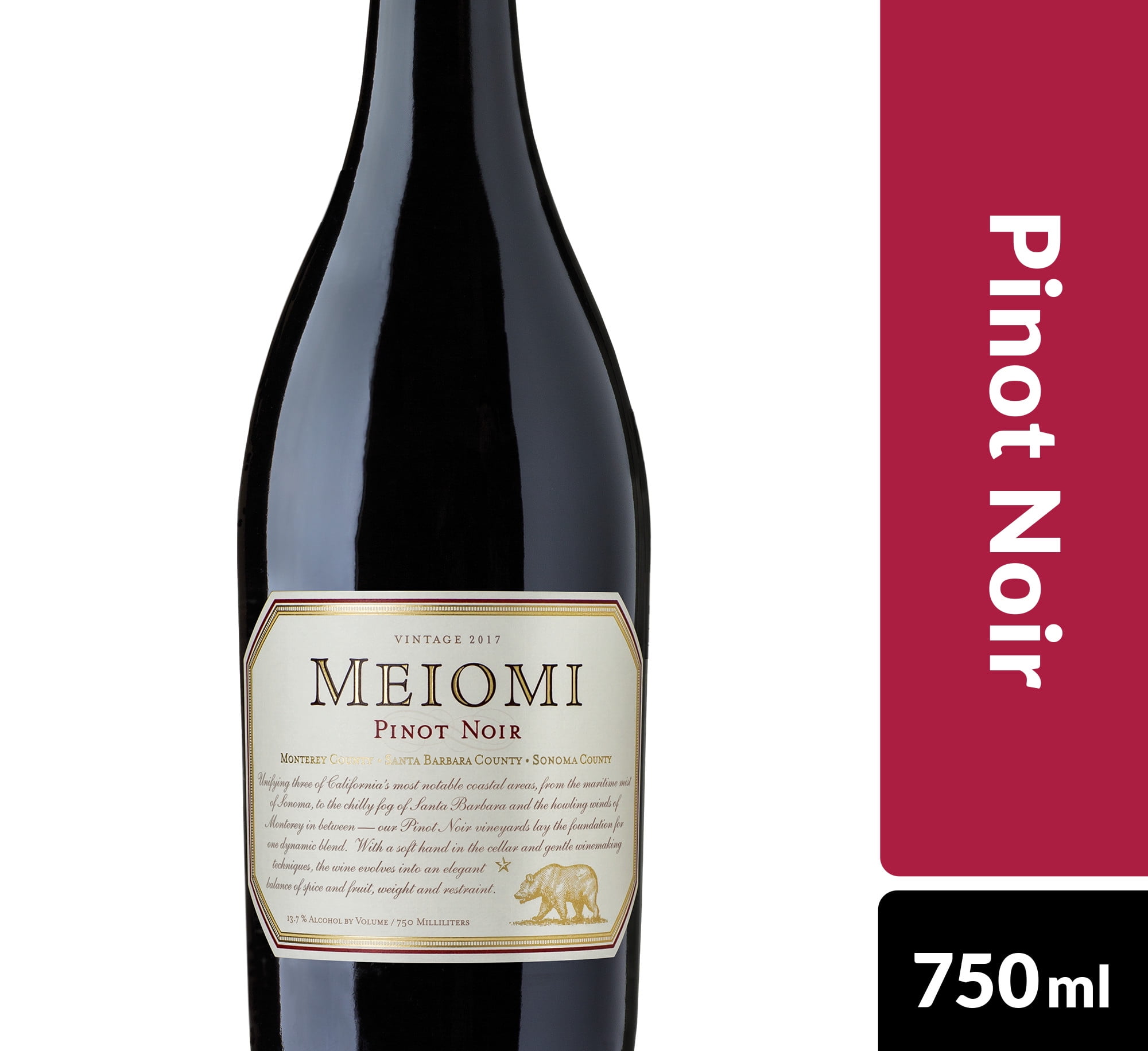 Meiomi Pinot Noir Wine, Red Wine, 750 mL Bottle