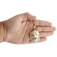 thumbnail image 6 of Solid 10K Yellow Gold Genuine Diamond Lion Face Texture Pendant 2" Charm 0.03 CT, 6 of 6