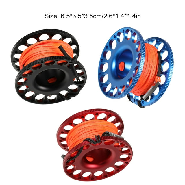 mmirethe Finger Reel Safety High Density 15m Rope Lightweight Diving Tech Spool Water Sports Accessories Equipment Blue
