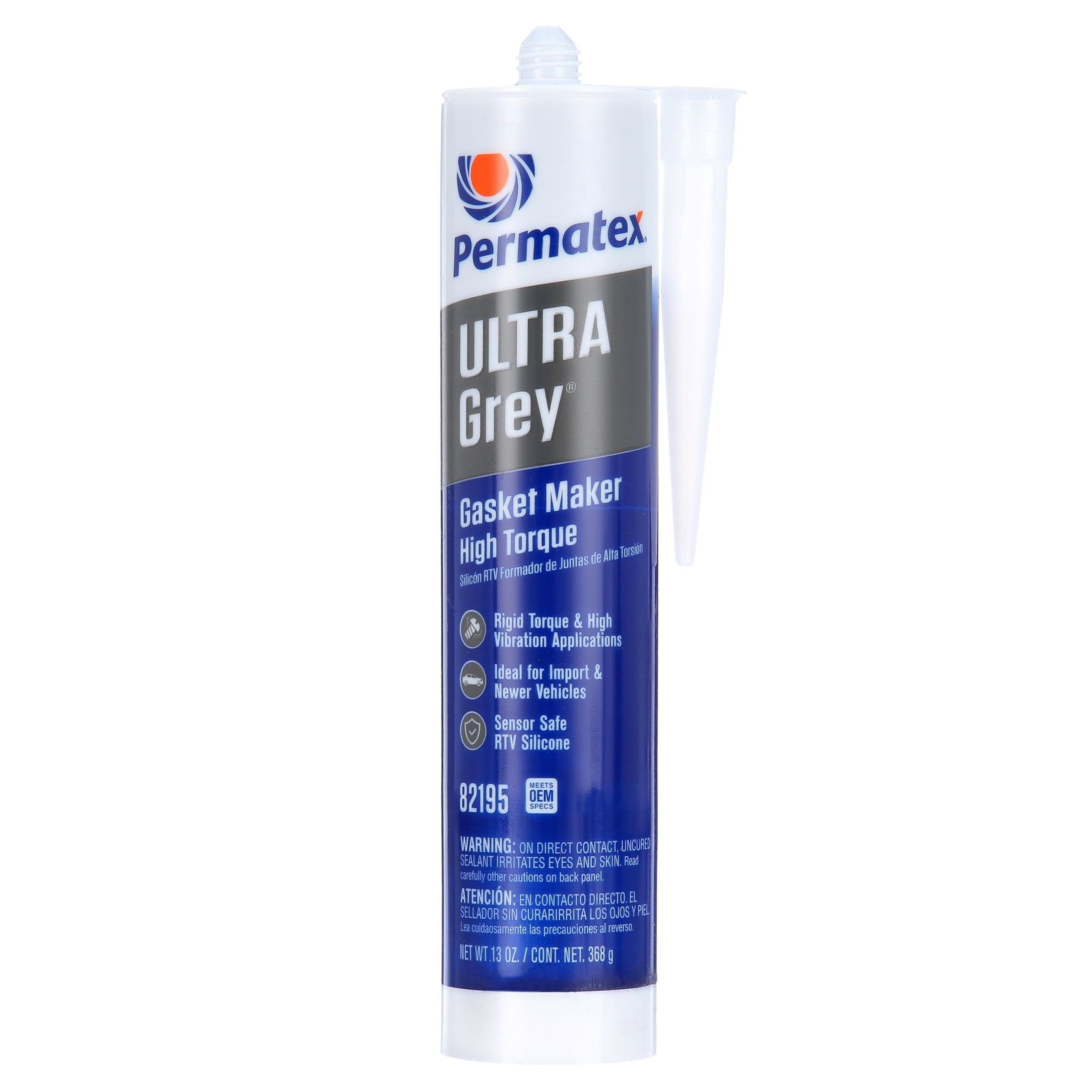(12 pack) Permatex Ultra Grey Rigid High-Torque RTV Silicone Gasket Maker Adhesive, 13oz - 82195