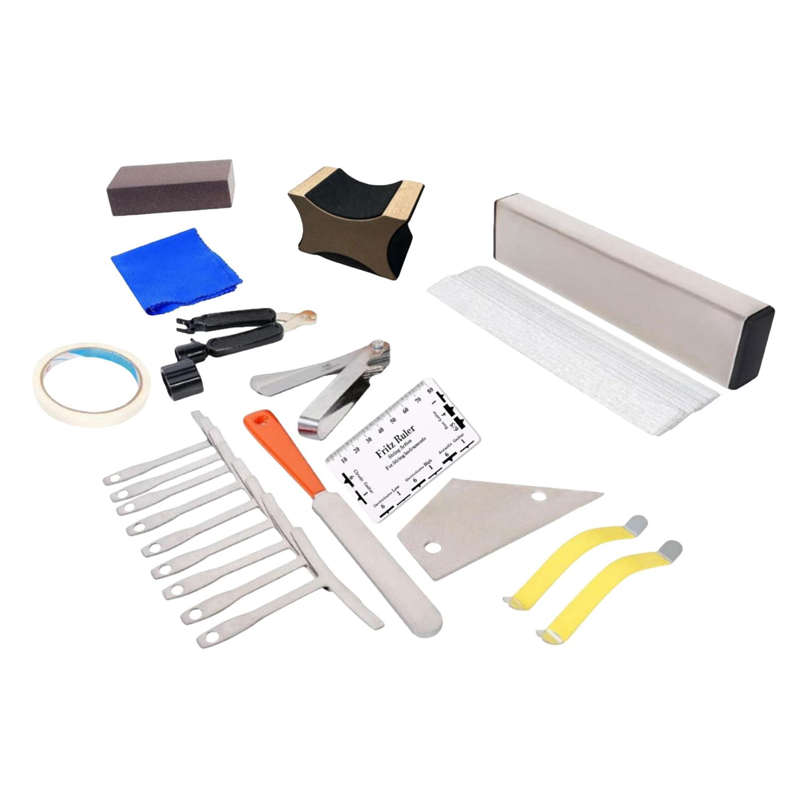 LeeQinersw Guitar Maintenance Tool Kit Guitar Setup Tool Kits Measuring Tool Fret Leveling Kits for Electric Guitar Electric Guitar Bass