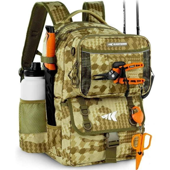 KastKing Fishing Tackle Backpack with Removable Bait Binder & 4 Tackle Boxes, Rod Holders Storage Fishing Gear- BaitSpace-50L