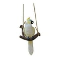 thumbnail image 3 of Figura de loro de jardín colgante, estatua de pájaro para jardín, decoración, adorable micro paisaje Loro blanco, 3 of 9