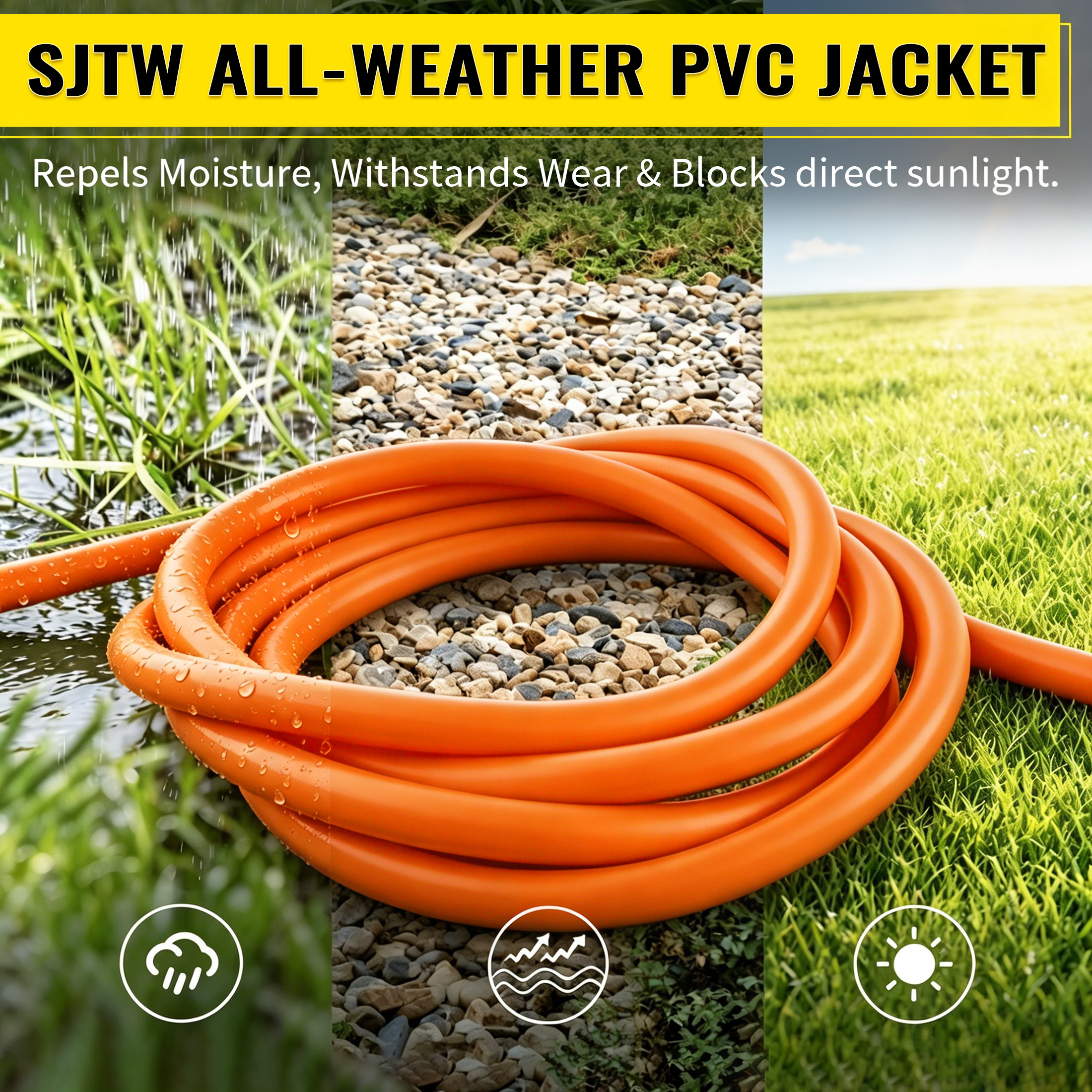 ZAZFO 50 Ft Outdoor Extension Cord, 14/3 AWG Orange photo 2