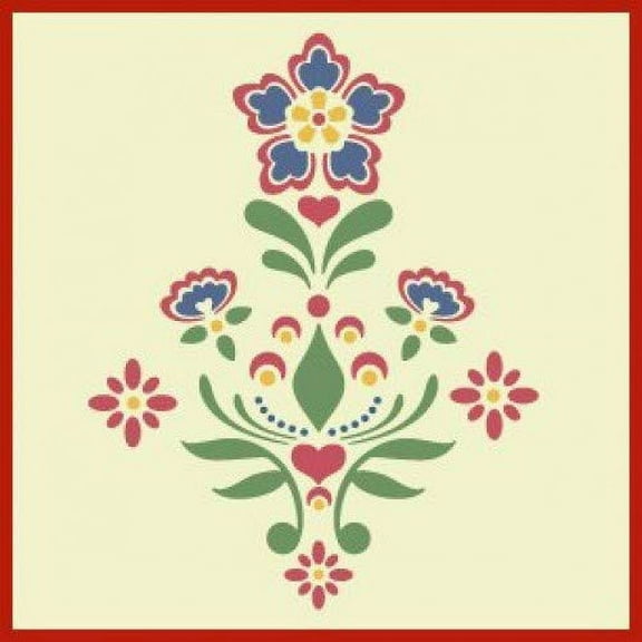 Rosemaling Pattern 1 Stencil - Rose Scandinavian Decorative Folk Painting - Mylar Plastic Stencil - The Artful Stencil