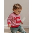 thumbnail image 4 of BemeyourBBs Toddler Baby Boy Girl Valentine Sweatshirts Outfit Lover Boy Embroidery Long Sleeve Stripes Pullovers Tops, 4 of 9