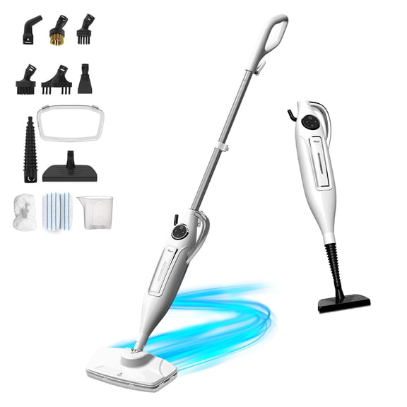 Rosewill 11-in-1 Steam Mop, 260°F Handheld Steam Cleaner, 1200W Detachable Steam Mops for Floor Cleaning,  Removable Tank, Multi-Purpose Steamer for Hardwood, Tile, Grout, Furniture- White