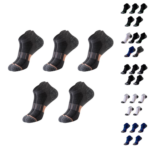 Helii Men's Low Cut Terry Cushioned Ankle Socks 5 Pairs, Breathable Athletic Running Basketball Socks, Moisture Wicking Non Slip Sports Gym Hiking Socks Blue,One Size