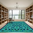 thumbnail image 2 of ODIKA 6'x9' Machine Washable Non-Slip Area Rug, Geometric Teal High Traffic Rug, Blue, 1050874, 2 of 7