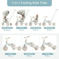 thumbnail image 6 of 7 in 1 Tricycle for Toddlers 1-6, SHINPT Foldable Push Bike with Removable and Adjustable Handle, Kids Tricycle with Removable Pedal, Toddler Bike with Canopy and Guardrail, Toddler Car, Ride-on Toy, 6 of 8