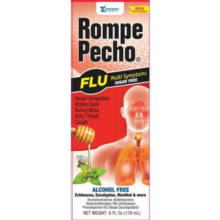 3 Pack - Rompe Pecho SF Cough & Flu Syrup 6 oz (Best Over The Counter Cough Syrup)