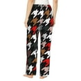 thumbnail image 3 of Disketp Houndstooth Green Red Print Women'S Comfy Pajama Pants Casual Drawstring Palazzo Lounge Wide Leg Pants, 3 of 9