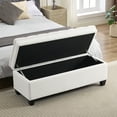 thumbnail image 4 of 51" Fabric Storage Ottoman Bench, Tufted Upholstered Rectangle Storage Bench with Hinge for End of Bed Bedroom Living Room Hallway (Beige), 4 of 10