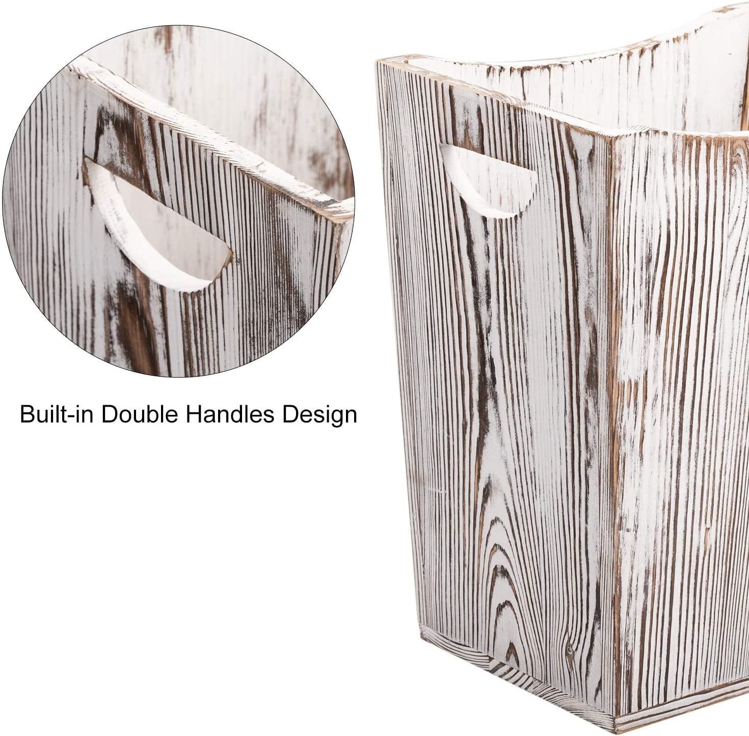 NEX Wood Trash Can, Rustic Farmhouse Style Wastebasket Bin