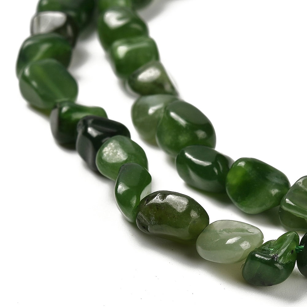 Dyed Natural White Jade Beads Strands Tumbled Stone Green 7~13x4.5~10x4.5~10mm Hole: 1.2mm 44~46pcs/strand 15.08''~16.14''(38.3~41cm)