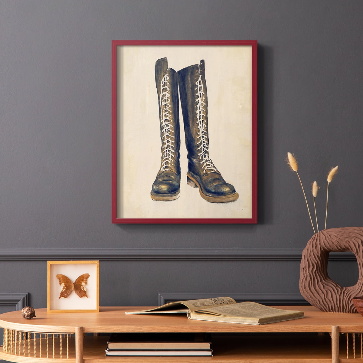 The Shoe Fits III V1 Framed Print in Red Solid Wood Framed Print No Nail Hanging